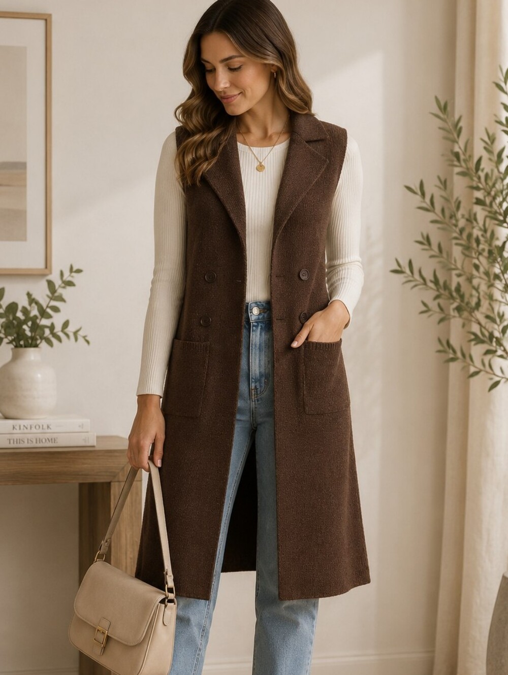 LOVE TREE MIDI-LENGTH SWEATER VEST